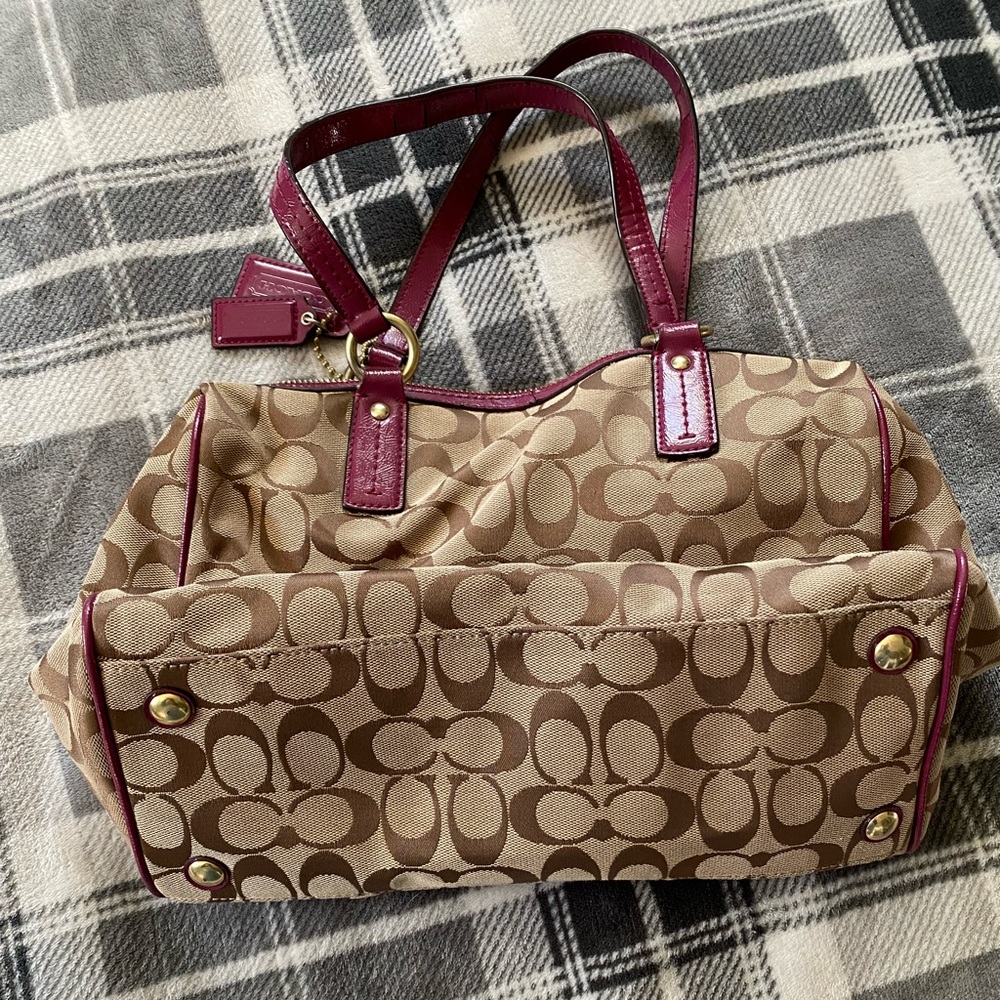 Coach Python Stripe And Raspberry Hand Bag - image 3